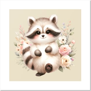 Funny Baby Raccoon Boho Babies A Watercolor Celebration Posters and Art